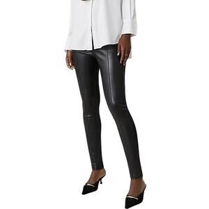 NWT Ann Taylor Faux Leather Seamed Black Leggings Medium